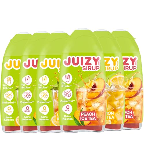 JUIZY WOW - Icetea Summer Syrup Mix - Zuckerfreier Getränkesirup (Wassersprudler kompatibel) | Natürlicher Geschmack - Low Calorie Pfanner | Vegan 6 x 65ml