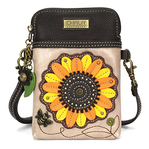 CHALA Crossbody Cell Phone Purse | Women's Wristlet Handbags with Adjustable Strap (Sepcial Edition_ Ivory Sunflower)