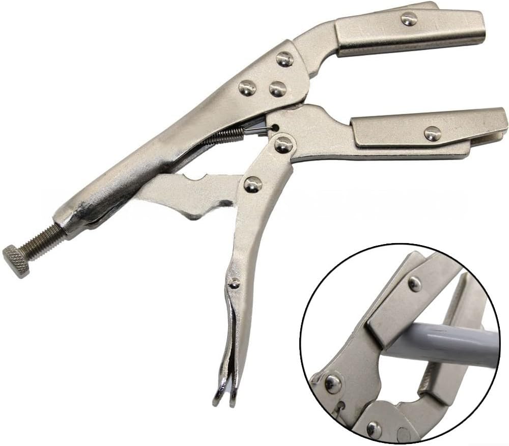 High Carbon Steel Hose Pliers 10 Inch, Nickel Plated Hose Clamp Tool with Quick Locking Automotive Welding Electrical Repair, Silver