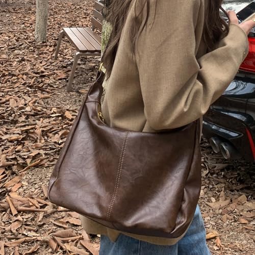 Slouchy Hobo Bags for Women,Brown Leather Shoulder Bag Everyday Purse Daily Commuting Bag Fall Handbags 20252