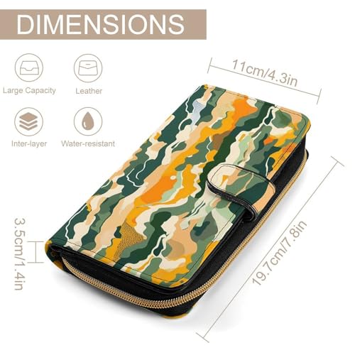Yellow Green Camouflage Women's Wallets Leather Fold Clutch Wallet Credit Card Holder Ladies Travel Purse2