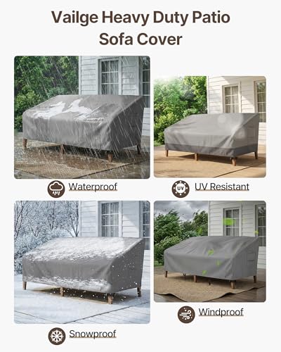 Image of Vailge Patio Sofa Cover 3-Seater & Outdoor Couch Cover Waterproof
