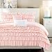 Intelligent Design Waterfall Comforter Reversible Solid Lush Ruffled Stripe Shabby Chic Ultra Soft Microfiber Down Alternative Pleated Decor Pillow Bedding-Set, Twin/Twin XL, Blush
