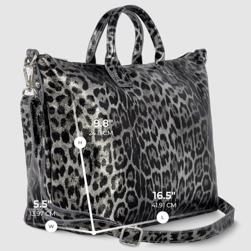 Bolso de mano de cuero gamuza metálica plateado miniatura 4