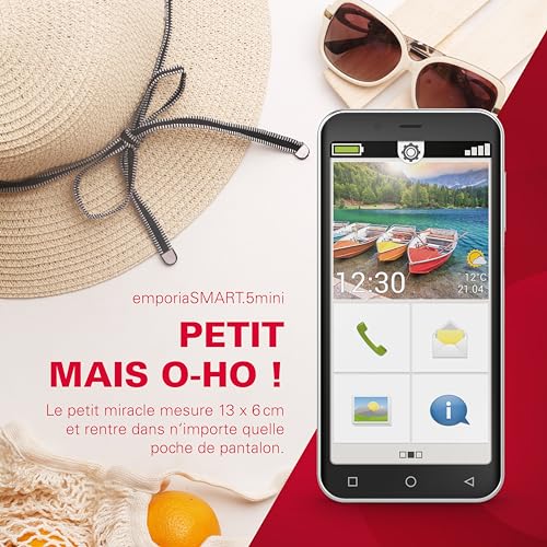 emporiaSMART.5 Mini – 4G-seniorphone med nödsamtalsknapp, svart