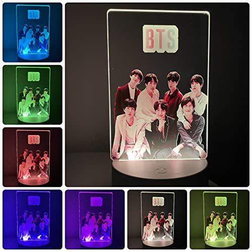 BTS Merchandise Kpop Night Light | BTS Merch LED Bedside lamp | 3 Different Designs with 7 Color Changes (L4)