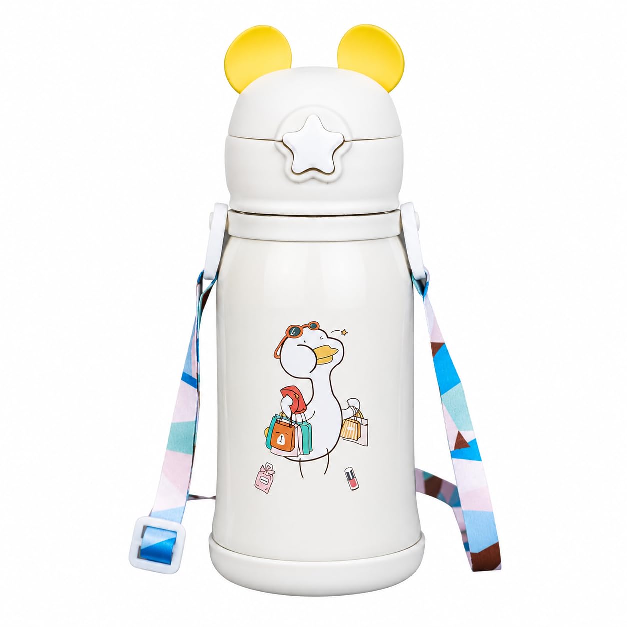 500ml Kids Water Bottle with Silicone Straw, One-Touch Flip Lid & Carry Strap | Leak Proof Insulated Flask | BPA Free School Water Bottle for Boys, Girls, Travel & Gifts