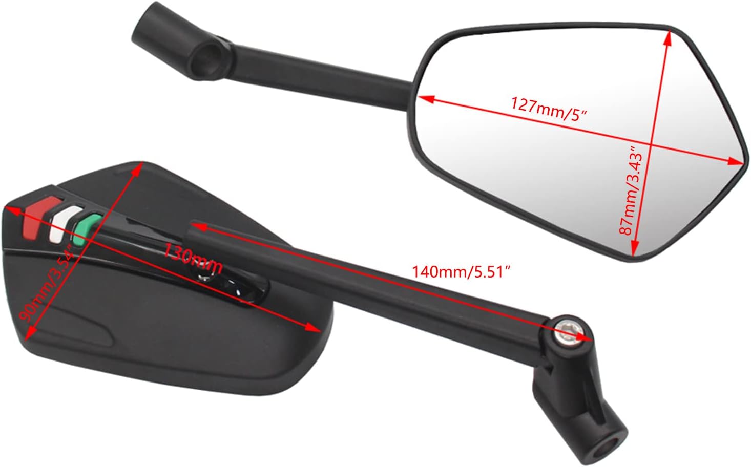 2 Pack End Rear Adjustable Motorcycle Scooters Rear View Side Reflector Sports Car Aluminum Alloy