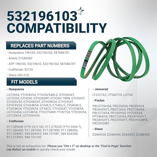 Image of [Upgraded Grip120] BlueStars 196103 Mower Deck Belt | Aramid Cord |147.5 inch