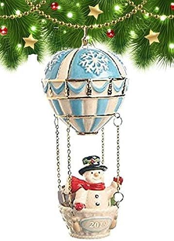 Lenox 2019 Holiday Snowman Hot Air Balloon Ride Ornament Ivory Porcelain 24 k Gold New In box
