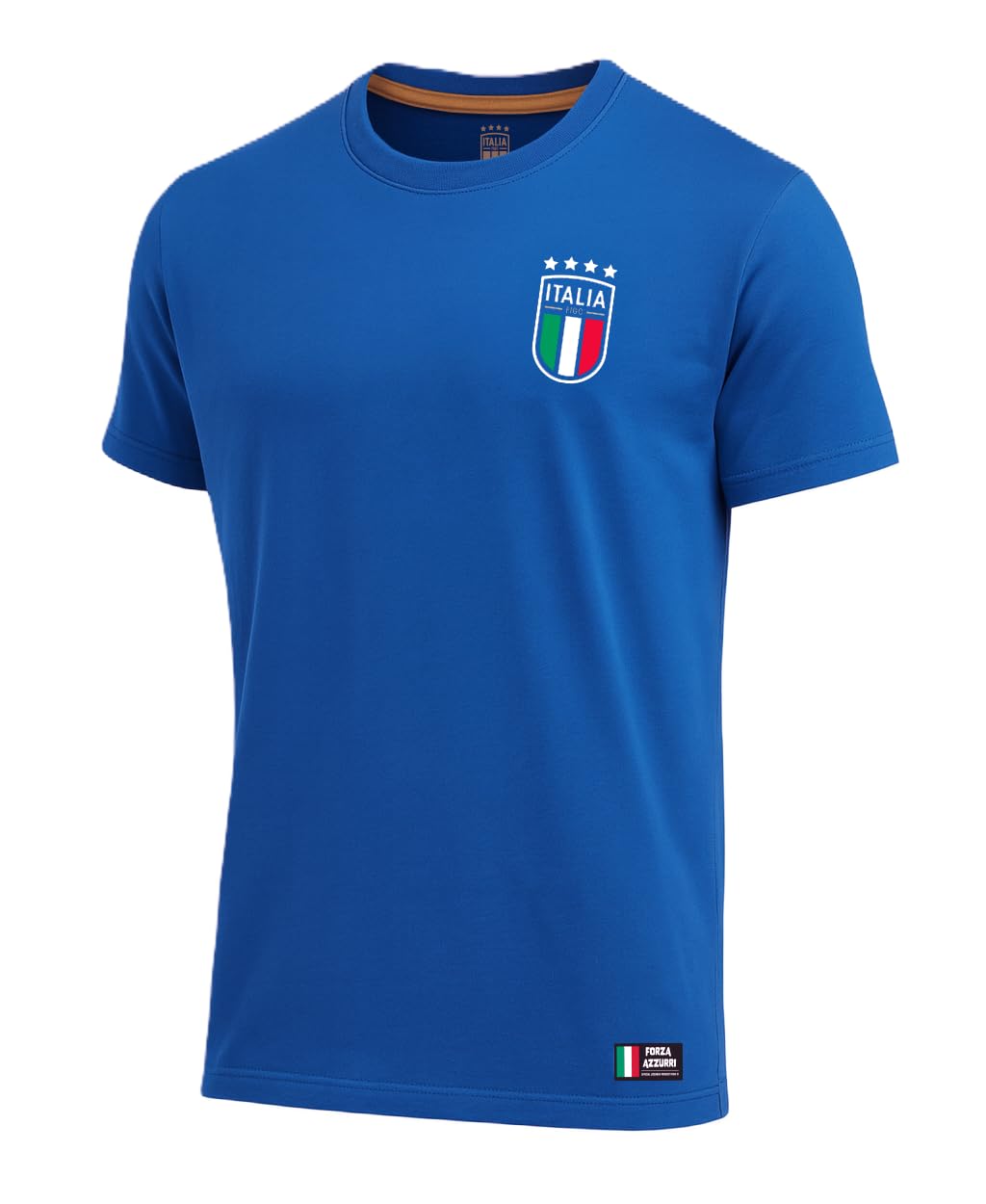 Maglia Ufficiale - Forza Azzurri. T Shirt Unisex in Cotone. Maglietta vestibilità Regular per Bambino e Ragazzo