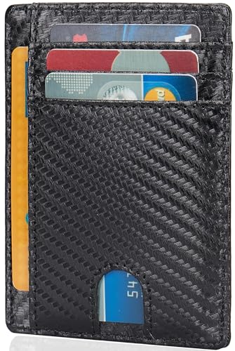 LinsCraft Slim Minimalist Wallet, Small Leather Front Pocket Wallets, RFID Blocking, Credit Card Holder for Men Women