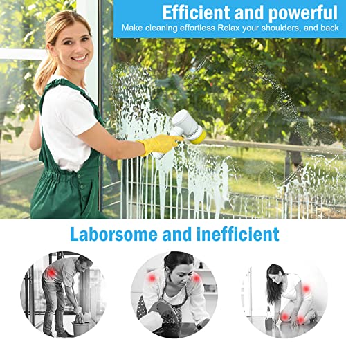Image of Electric Spin Scrubber with 4 Brush Rechargeable-Bathroom Bathtub Kitchen Scrubber Cleaning Brush -Grout Brush for Cleaning Wall,Tile Floor,Tub,Toilet,Window,Bathroom and Kitchen Stove Cooker