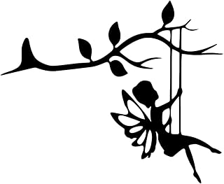 Fairy Art Ornaments Metal Fairy Silhouette Hanging Branch Ornament Tree Wall Art Airy Silhouette Metal Wall Art For Garden Outdoor Decor, Durable Landscape Decoration