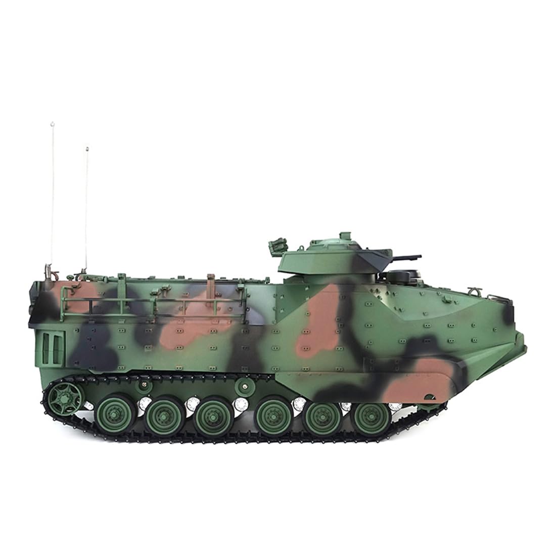 1:16 AAVP-7A1 - Carro armato radiocomandato, 2,4 GHz, completamente proporzionale, ingranaggi in metallo e catene in metallo, infrarossi, suono, luce e fumo, versione aggiornata, mimetico