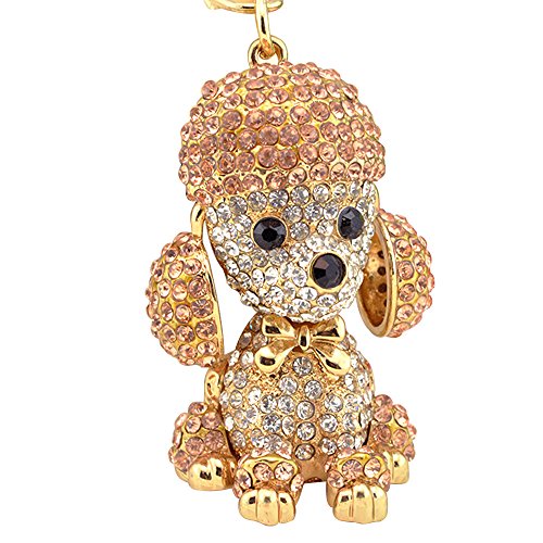 Shining crown süßer Hund Strass Schlüsselanhänger für Frauen funkelnde Legierung Taschen-Geldbörsen-Dekorationsanhänger Charm-Auto-Schlüsselanhänger süßes Taschenzubehör (Champagner)