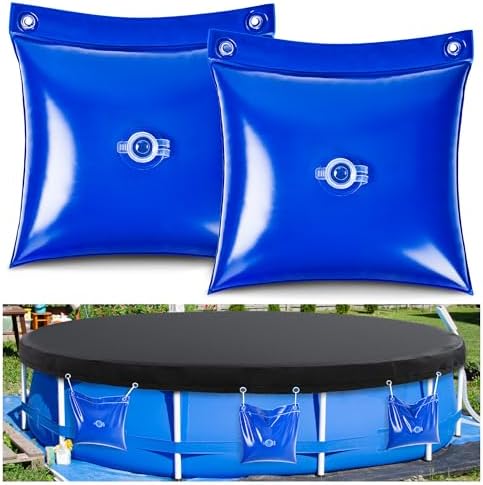 Hi Sasara 2 Pack Pool Cover Hanging Water Bags,PVC Pool Cover Hanging Weights Bags for Above Ground Pool, 11.6