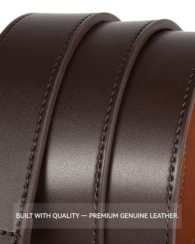 Image of Chaoren Leather Ratchet Belt 2 Pack Dress with Click Sliding Buckle 1 3 /8 inch in Gift Set Box - Adjustable Trim to Fit