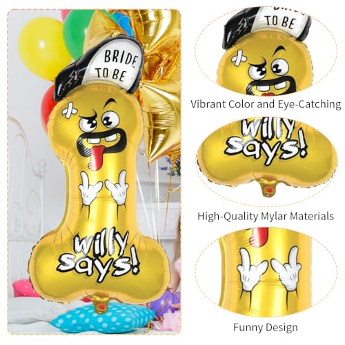 Image of Bachelorette Balloons Fun Bachelorette Party Decorations Funny Balloons Decoration Supplies Kit for Bachelor Party Hen Party Bridal Shower Engagement Party Valentine's Day (Hip Hop Gold)