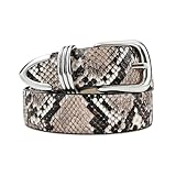 RISANTRY Women's Leather Belts for Jeans Dresses, Snakeskin Leather Waist Belt Fashion Ladies Belts with Gold Buckle
