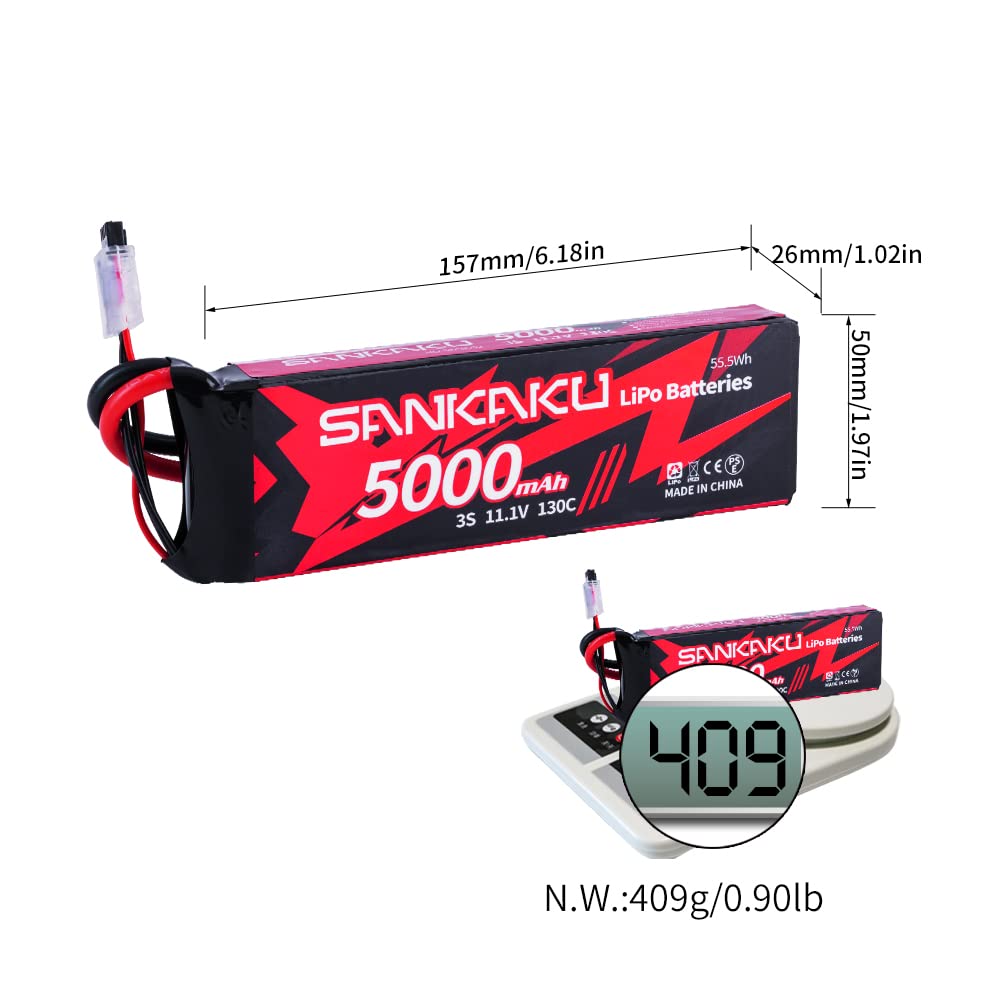 SANKAKU 130C 5000mAh Batteria Lipo 3S 11,1V Lipo spina EC5 per veicoli RC Buggy Auto Camion Barca Hobby 2 pezzi