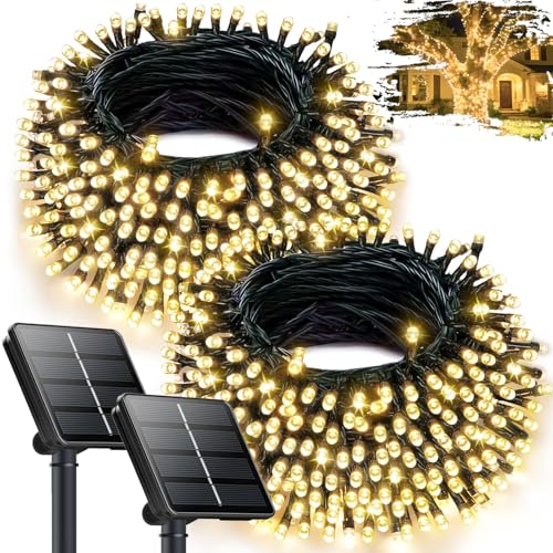 2Pack 240LED Solar String Lights Outdoor Waterproof | Solar Christmas Lights with 8 Modes & Memory...