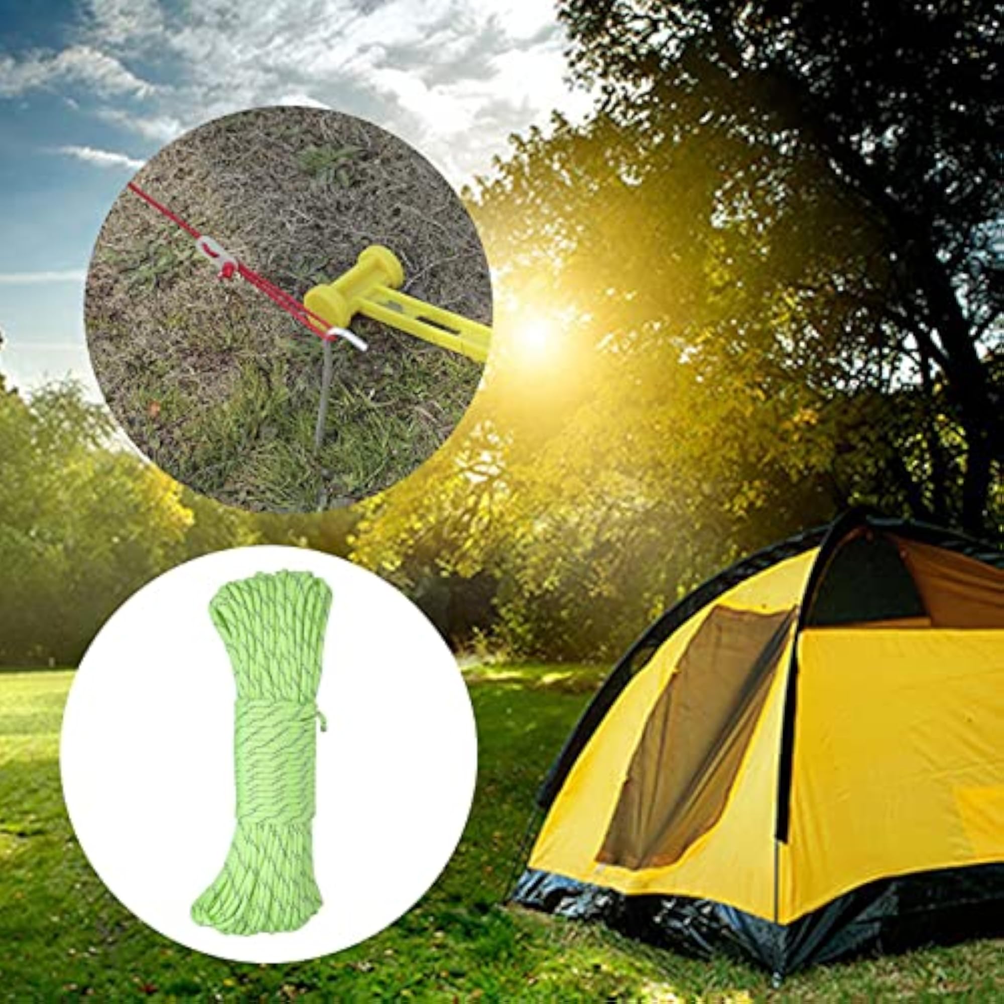 Glow in The Dark Reflective Tent Stakes, 31M Green