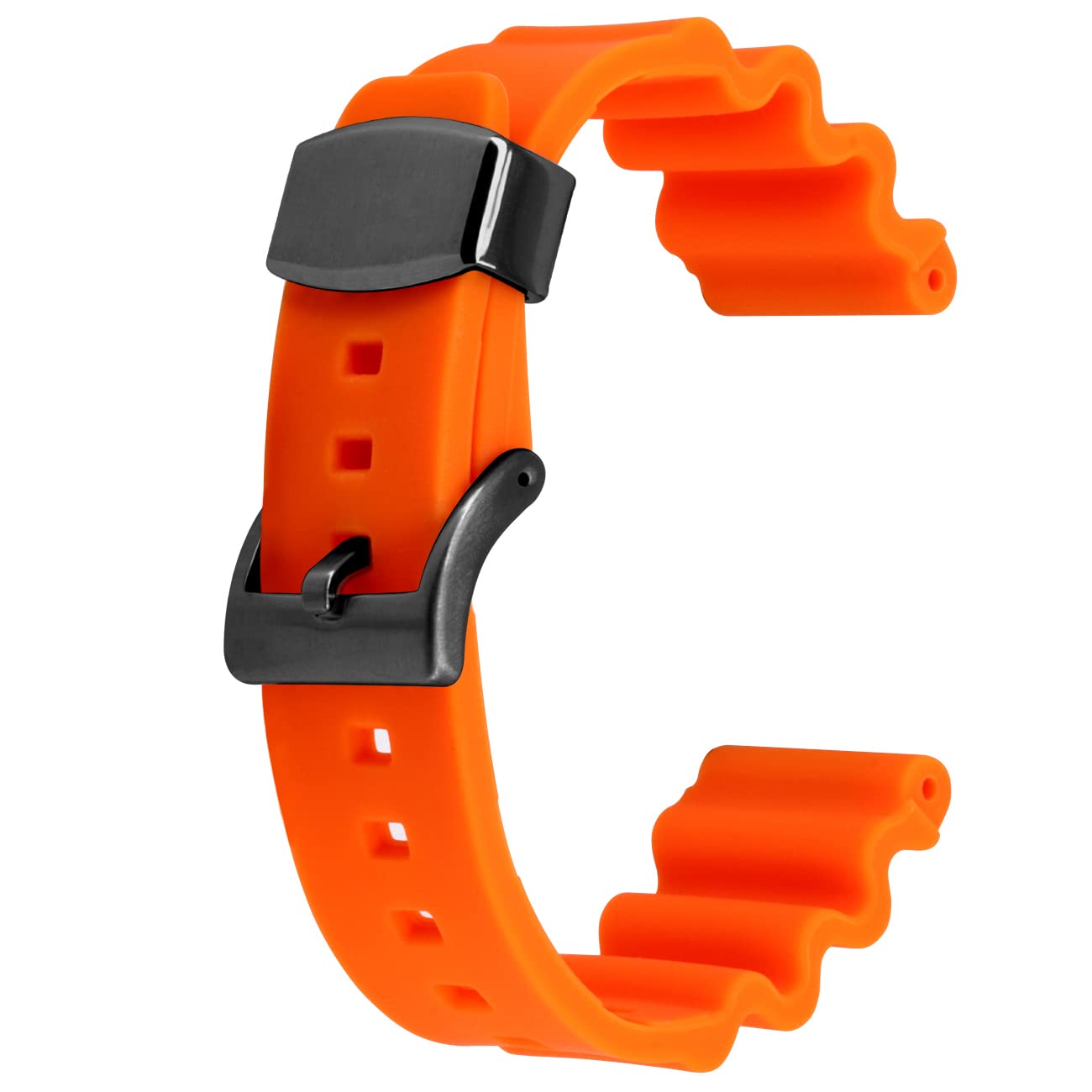YISIWERA Kautschuk Silikon Uhrenarmband 22mm Orange Schwarz