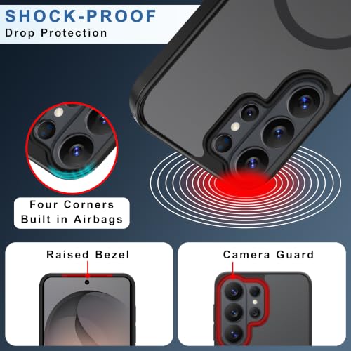 Image of CEDO Magnetic Cover for Samsung Galaxy S26 Ultra | Compatible with MagSafe Wireless Charging | Matte Black Case Designed with Magnetic Lock Shockproof Edge Protection Backcover (Translucent Black)