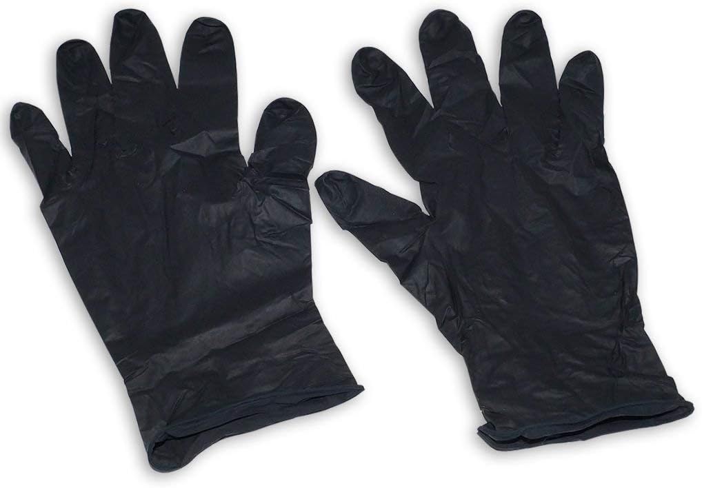 Ulith Pack of 200 Black Nitrile Disposable Gloves Powder Free Various Sizes (L, Black)