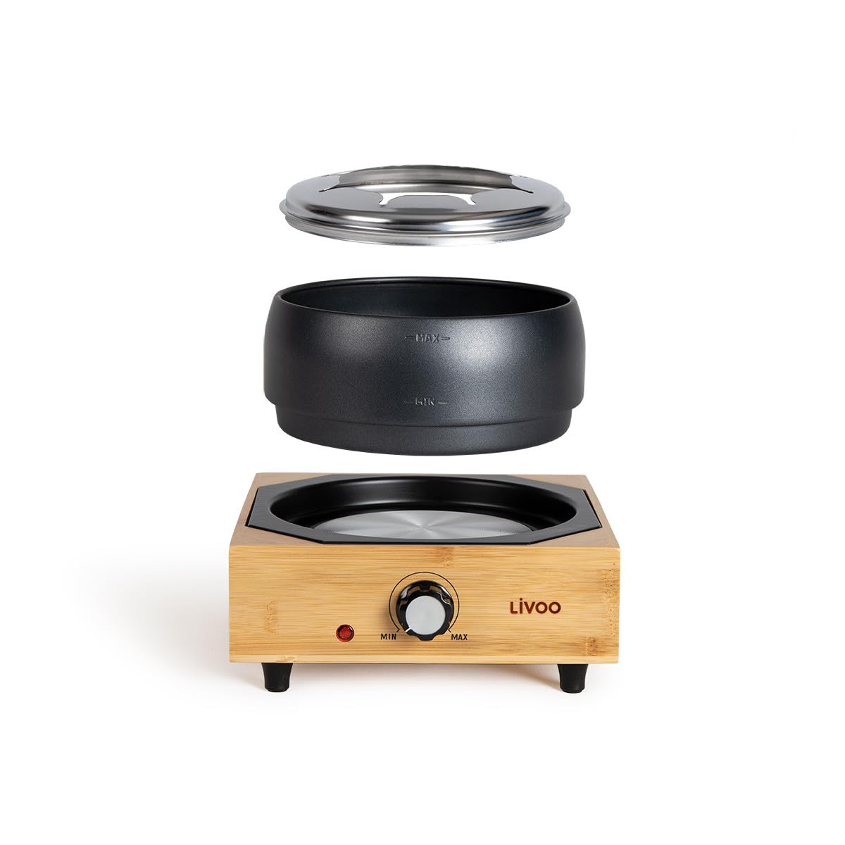 Fonduta Elettrica Livoo DOC287 - 2 Litri Per 8 Persone | Caquelon Antiaderente Con Supporto Bambù | 800W - Foto 2