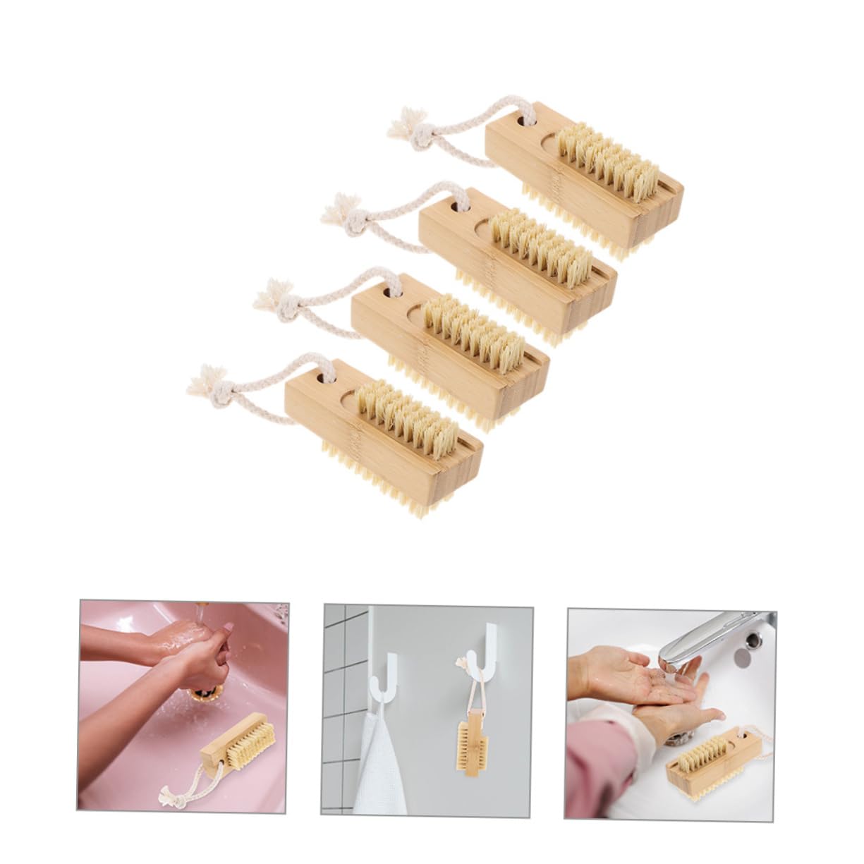 4Pcs Nail Cleaning Brush Fingernail Scrub Brush for Dirt Removal Nail Salon Comfortable Grip for Easy Use and Storage