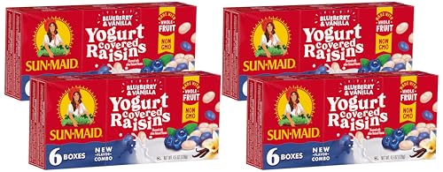 Image of Sun-Maid Blueberry & Vanilla Yogurt Coated Raisins - (24 Pack) 0.75 oz Snack-Size Box - Yogurt Covered Dried Fruit for Lunches and Back to School Snacks