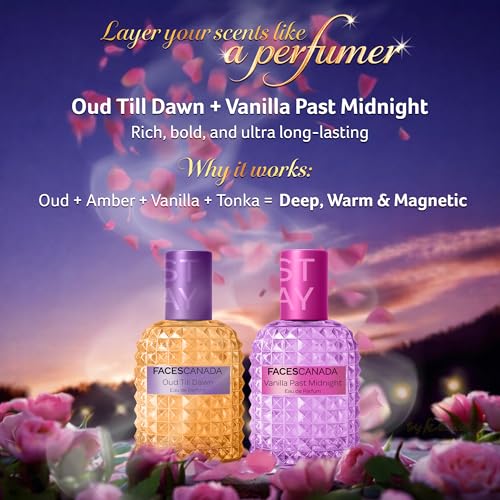 Image of FACES CANADA STAY Oud Till Dawn Eau de Parfum Mini for Women, 20ml | Long-Lasting Perfume with Oud, Rose & Amber | Bold Woody Scent| Gifts for Women | Premium Fragrance