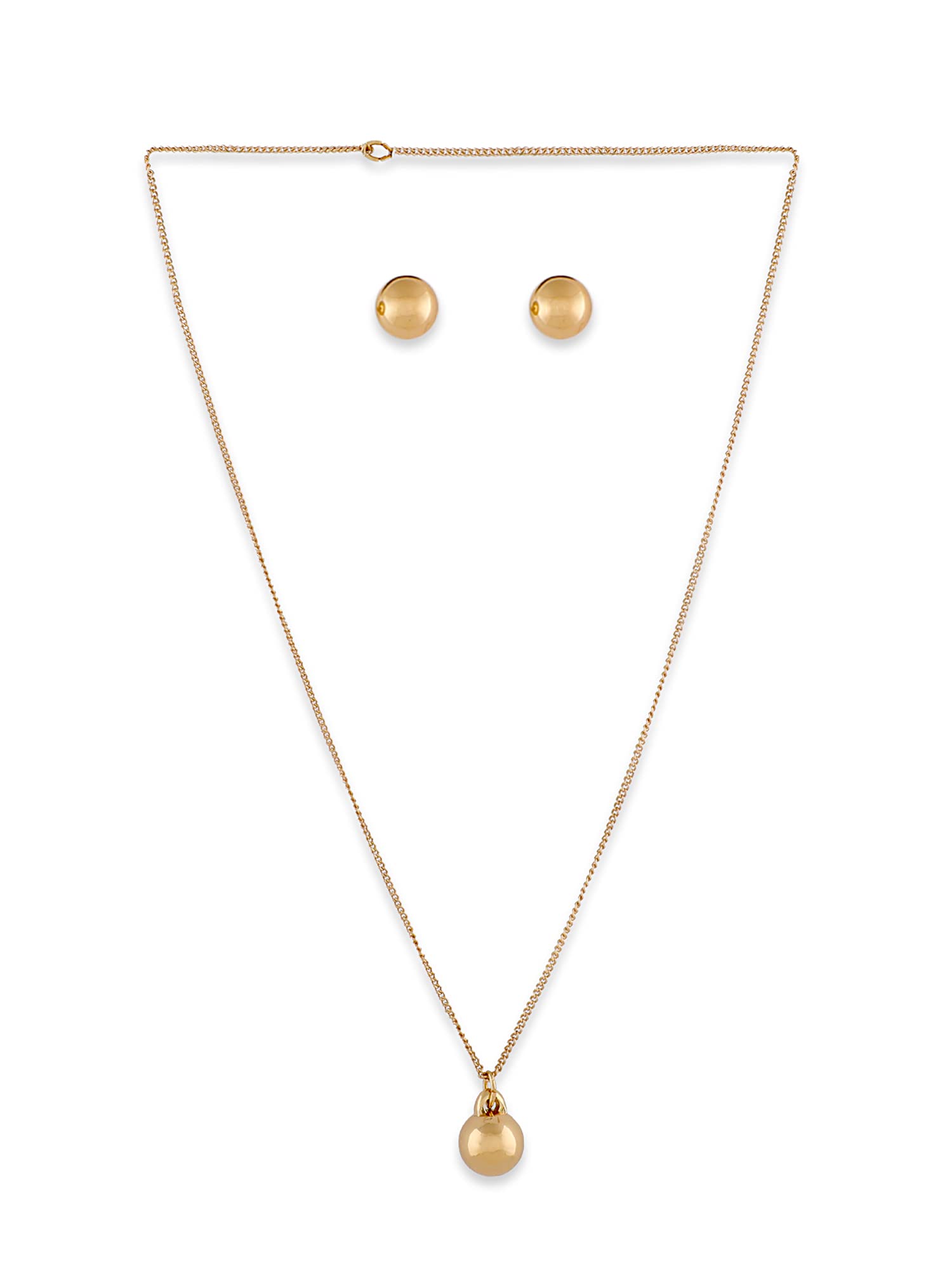 ZAVERI PEARLSGold Tone Classy Metal Bead Pendant With Chain Earring-Zpfk10597