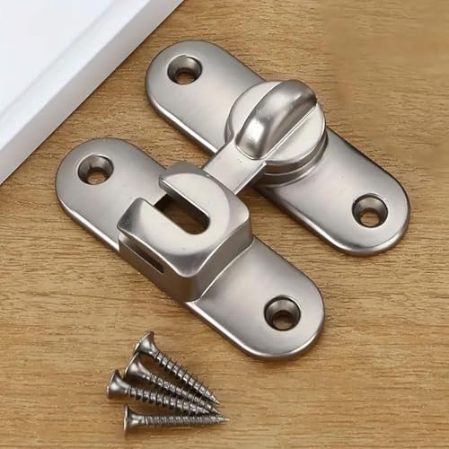 JINJUMEI Schiebetür Schloss, Schiebetürschloss 90/180 Grad Türriegel Riegelschloss Türverriegelung Innen Edelstahl Schloss Riegel tür mit Schrauben für Garten Küchen Fenster Schlafzim