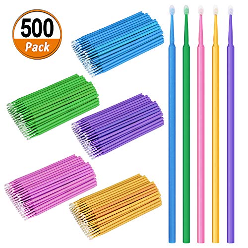 500 PCS Disposable Micro Applicator Brush Bendable Makeup Brush Mascara Brush for Eyelash