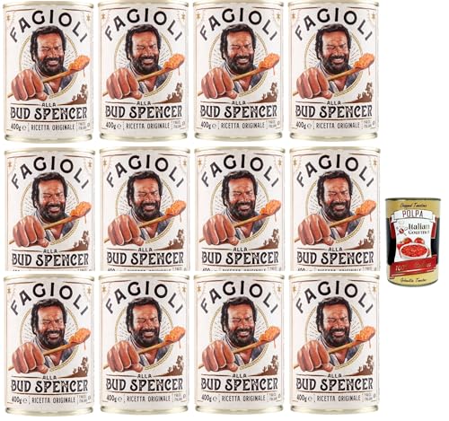 Fagioli alla Bud Spencer, gli originali, Bud Power- Bud-Spencer, haricots, prêts à manger, 12x 400gr + Italian Gourmet polpa 400g