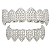 THj Überzogenes Weißgold Iced Out Grillz für Mund Oben unten Hip Hop Zähne Grills für Zähne Mund