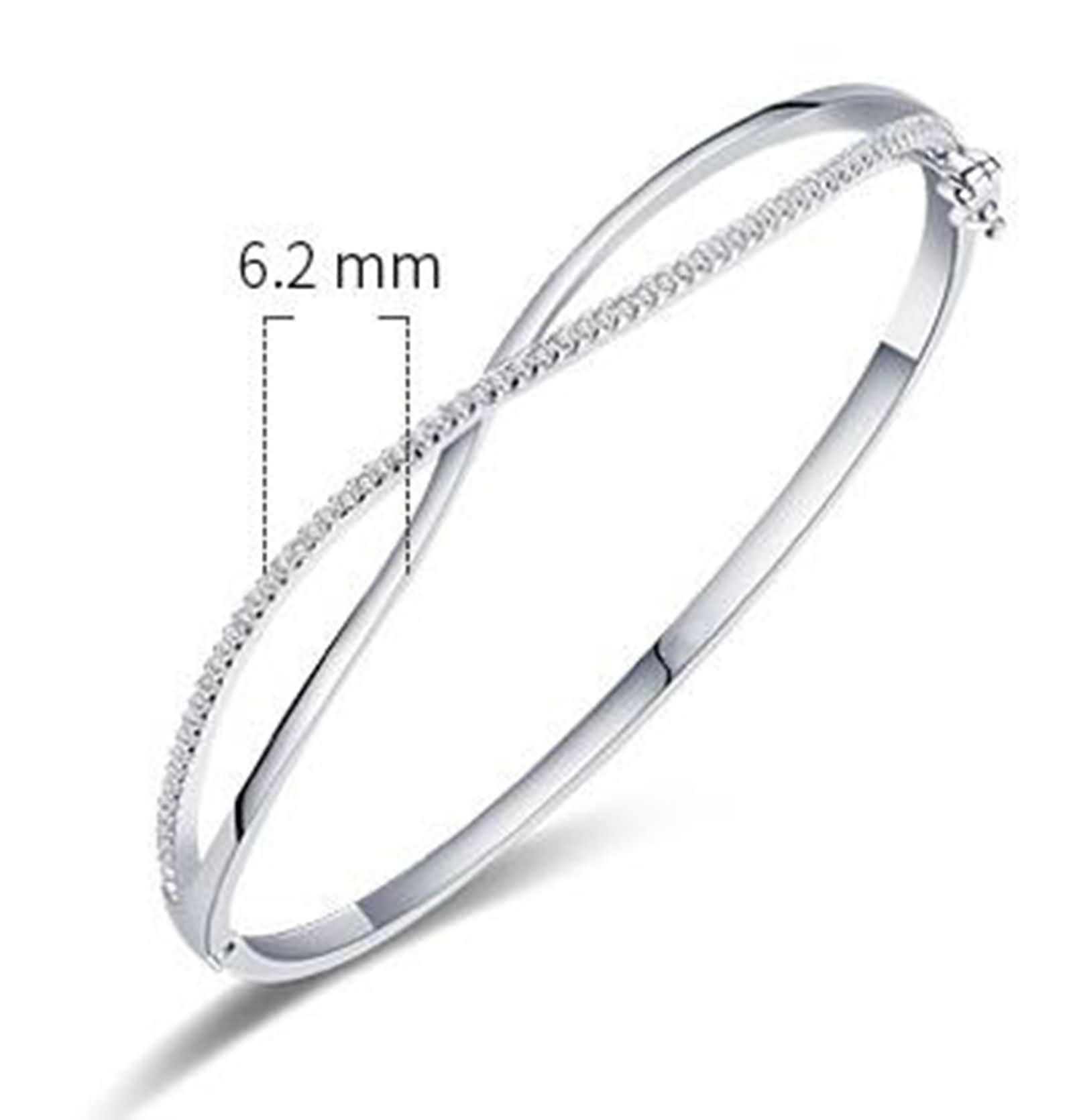 Brazaletes de Mujer Oro Blanco 9 Kilates / 14 Kilates / 18 Kilates, Infinito Hueco con Moissanita, Cadena 16 CM, Pulsera Plata Mujer de