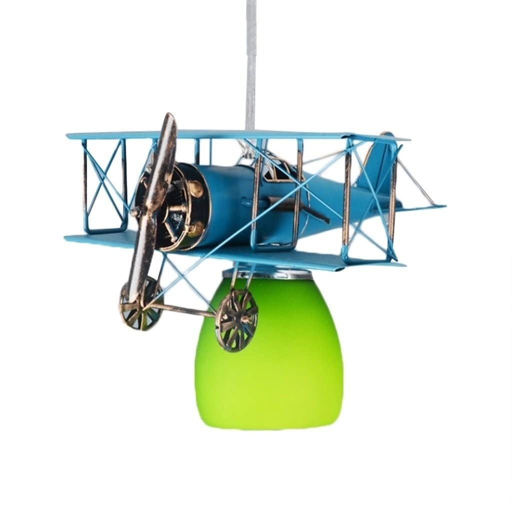 Lampe à suspension d'avion rétro et lustre biplan réglable E27 pour chambre d'enfant