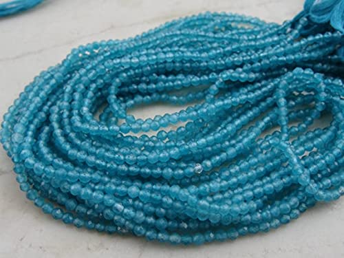 LKBEADS 2-2,5 mm niebieski fasetowany okrągły pełny sznurek 33 cm