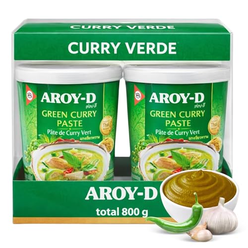 Curry Verde 30% en pasta, Curry Aroy-D, Pasta curry de Tailandia, Elaborado con chiles verdes, hierba de limón, ajo, galanga, lima kaffir y especias, Contiene 2 unidades de 400 gr