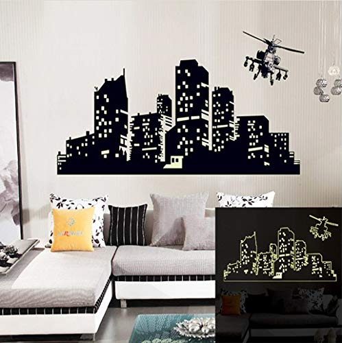 Pegatinas de pared de vinilo fluorescente luminosa noche cielo ciudad habitación de niños o sala de estar pegatinas de pared brillan en la oscuridad 50 * 125 cm