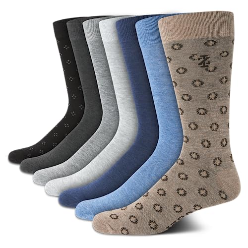 IZOD Men's Dress Socks - 7 Pack Lightweight Comfort Stretch Stay Up Cuff Mid-Calf Crew Socks - Dress Socks for Men (6-12.5)