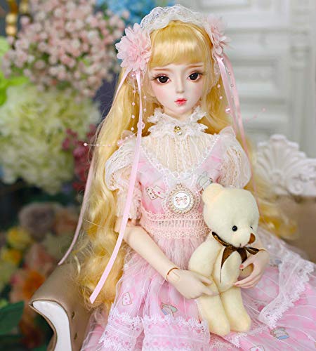Aongneer BJD Dolls 24 Inch SD Doll 34 Ball Jointed Doll 1/3 bjd Doll with Doll Clothes and Wigs, Look Like Princess Fairy Doll, Rotatable Joints DIY Dolls for Girls Birthday Gifts-Alina