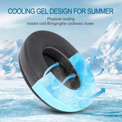 Image of GEVO Cooling Gel Replacement Earpads for HyperX Cloud, Steelseries Arctis, Audio-Technica ATH M50X & More | Breathable Ice Silk Memory Foam Cushions | Long Gaming Sessions -Black