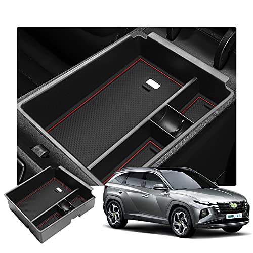 R Ruiya 2023 Hyundai Tucson Center Console Organizer For 2022 2023 Tucson Sel 2022 Tucson Nx4 2022 Hyundai Santa Cruz Armrest Box Secondary Storage Console Organizer Insert Tray With Coin (Red) #TOP19