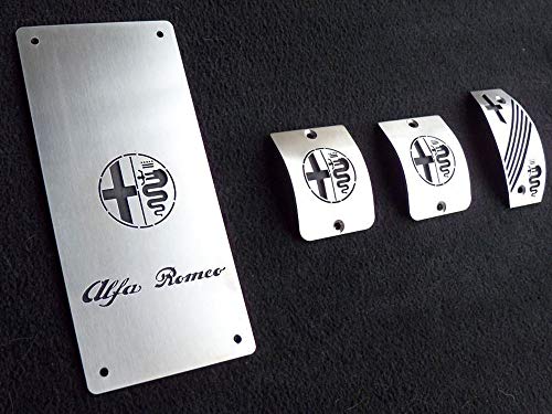 Pedales e Reposapiés De Acero para Alfa_Romeo 156 - 4 Piezas Placas Kit para Transmisión Manual Inox Metal Pedal De Embrague Freno Acelerador Cepillado Interior Personalizados Cover