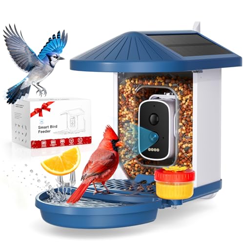 Smart Bird Feeder with Camera Solar Powered,5MP HD AI Identify